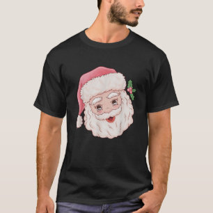 Vintage Santa Claus Christmas Pink Santa Hat Retro T-Shirt