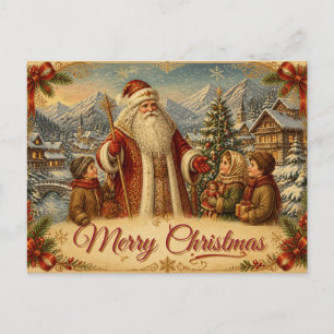 Vintage Santa Claus Christmas Postcard   Alpine Vi