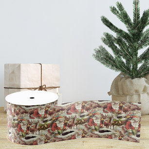 Vintage Santa Claus Christmas Ribbon   Gift Ribbon Grosgrain Ribbon