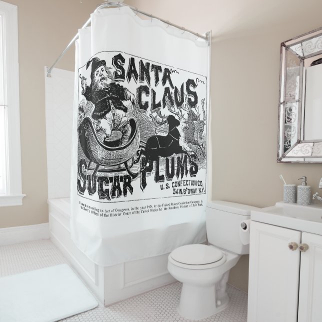 Vintage Santa Claus Christmas Shower Curtain  (In Situ)