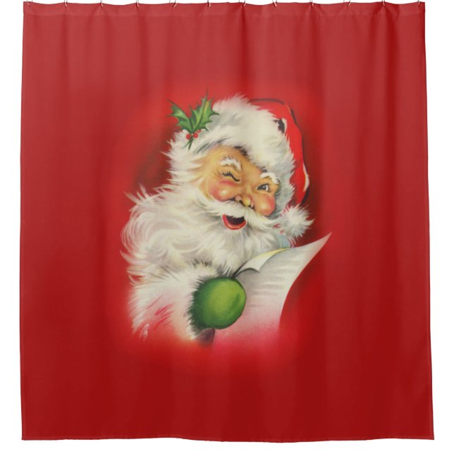 Vintage Santa Claus Christmas Shower Curtain (Front)