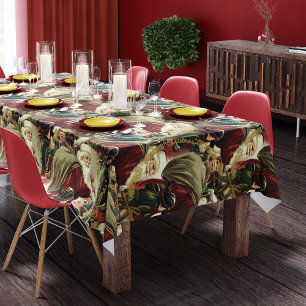 Vintage Santa Claus Christmas Tablecloth