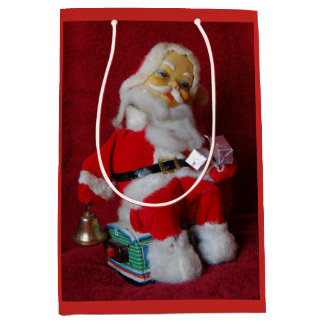 Vintage Santa Claus Christmas Toy Medium Gift Bag