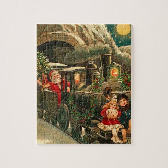 Vintage Santa Claus Christmas Train Jigsaw Puzzle (Vertical)