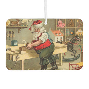 Vintage Santa Claus Christmas Workshop Car Air Freshener