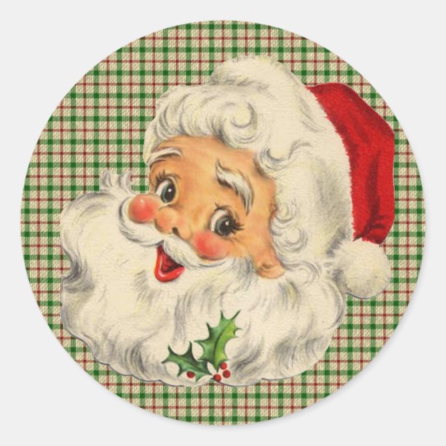 Vintage Santa Claus Classic Round Sticker (Front)