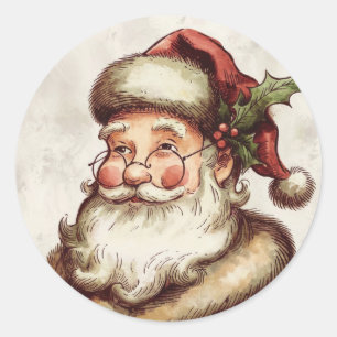 Vintage Santa Claus Classic Round Sticker