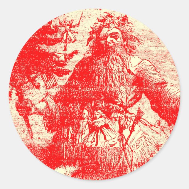 Vintage Santa Claus Colonial Toile Classic Round Sticker (Front)