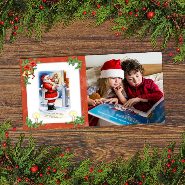 Vintage Santa Claus Custom Photo  Holiday Card (Creator Uploaded)
