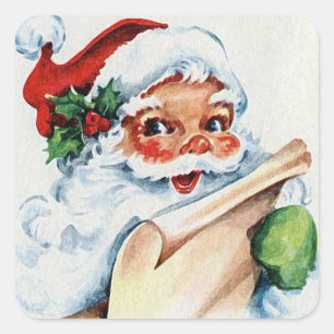 Vintage Santa Claus Cute Christmas Square Sticker