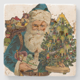 Vintage Santa Claus Delivering Gifts Stone Coaster
