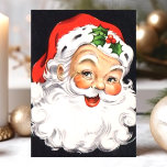 Vintage Santa Claus Face Christmas Holiday Card<br><div class="desc">Vintage Santa Claus Face Christmas Holiday Card. This design features a smiling Santa Claus on a black background. What a beautiful retro holiday scene. Personalise this custom design with your own inside greeting.</div>