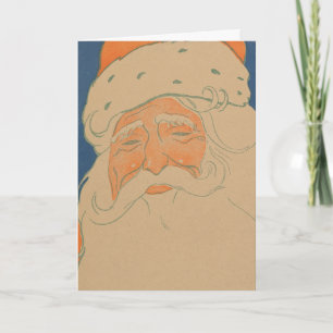 Vintage Santa Claus Face Christmas Holiday Cards