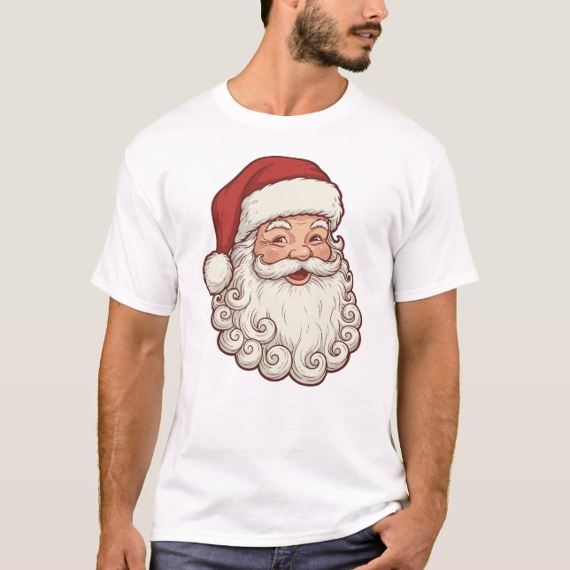 Vintage Santa Claus Face – Classic Christmas tee (Front)