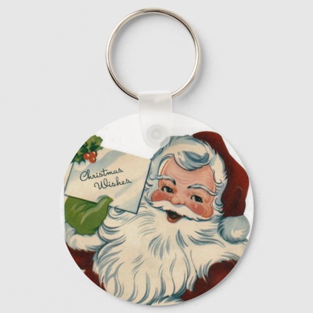 Vintage Santa Claus Face Gifts Key Ring (Front)