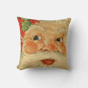 Vintage Santa Claus Face Retro Kris Kringle Cushion