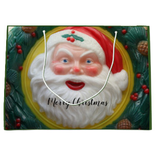Vintage Santa Claus face smiling Large Gift Bag