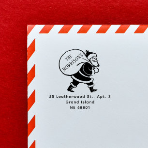 Vintage Santa Claus Family Return Address Holiday Self-inking Stamp