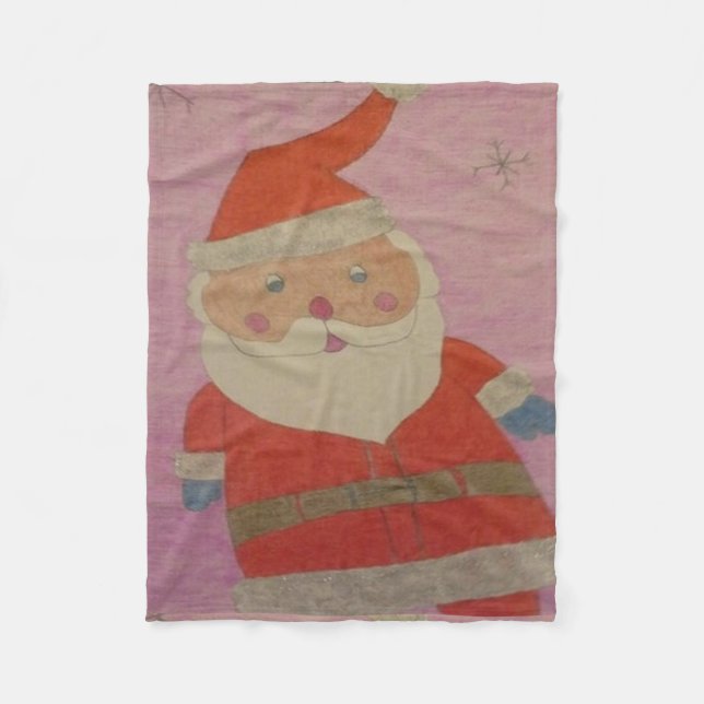 Vintage Santa Claus Fleece Blanket (Front)