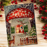 Vintage Santa Claus Gnome In Mushroom House Holiday Card<br><div class="desc">Vintage Christmas Santa Claus Gnome Dwarf in A Mushroom House card.</div>