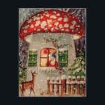 Vintage Santa Claus Gnome In Mushroom House Holiday Postcard<br><div class="desc">Vintage  Santa Claus Gnome  In A Mushroom House card.</div>
