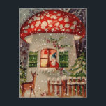 Vintage Santa Claus Gnome In Mushroom House Holiday Postcard<br><div class="desc">Vintage  Santa Claus Gnome  In A Mushroom House card.</div>