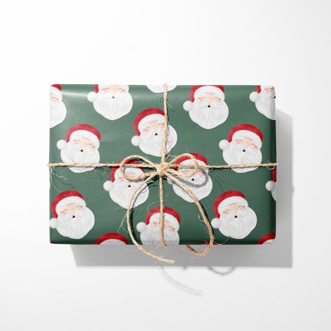 Vintage Santa Claus Green Wrapping Paper (Creator Uploaded)