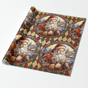 Vintage Santa Claus Holiday Christmas  Wrapping Paper