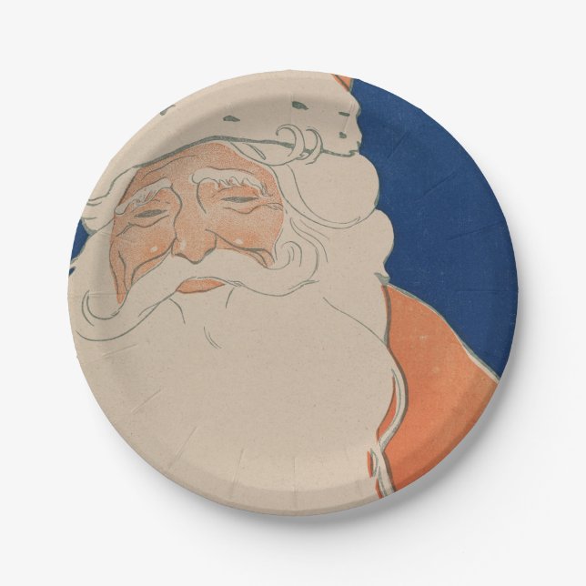 Vintage Santa Claus Illustration  Holiday   Paper Plate (Front)