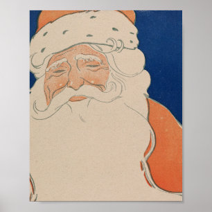 Vintage Santa Claus Illustration  Holiday  Poster