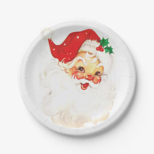 Vintage Santa Claus Illustration Paper Plate