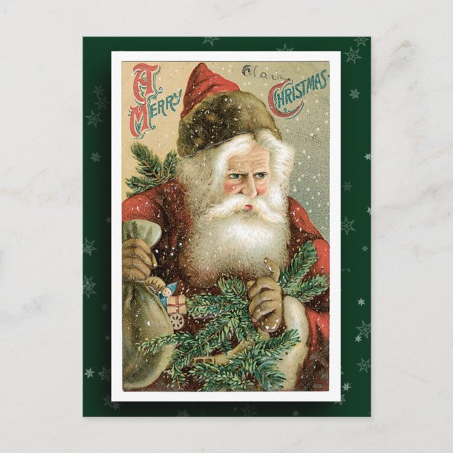 Vintage Santa Claus Image Holiday Postcard (Front)