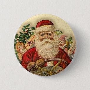 Vintage Santa Claus In Car: Buttons