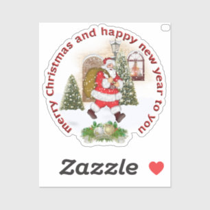 Vintage Santa Claus In Snow Christmas Art