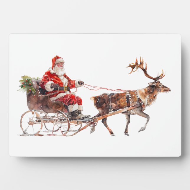 Vintage santa claus in the snow plaque (Front)