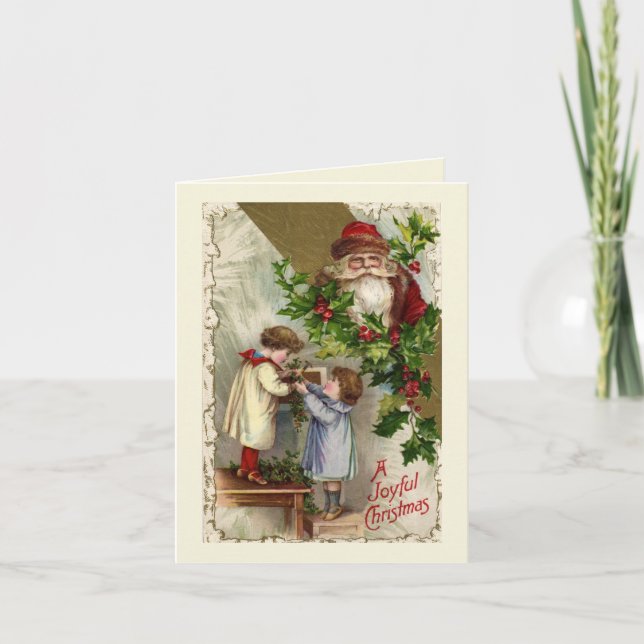 Vintage Santa Claus Joyful Christmas Card (Front)
