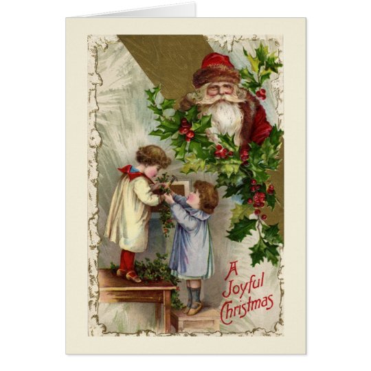 Vintage Santa Claus Joyful Christmas Card