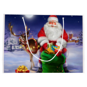 Vintage Santa Claus Large Gift Bag