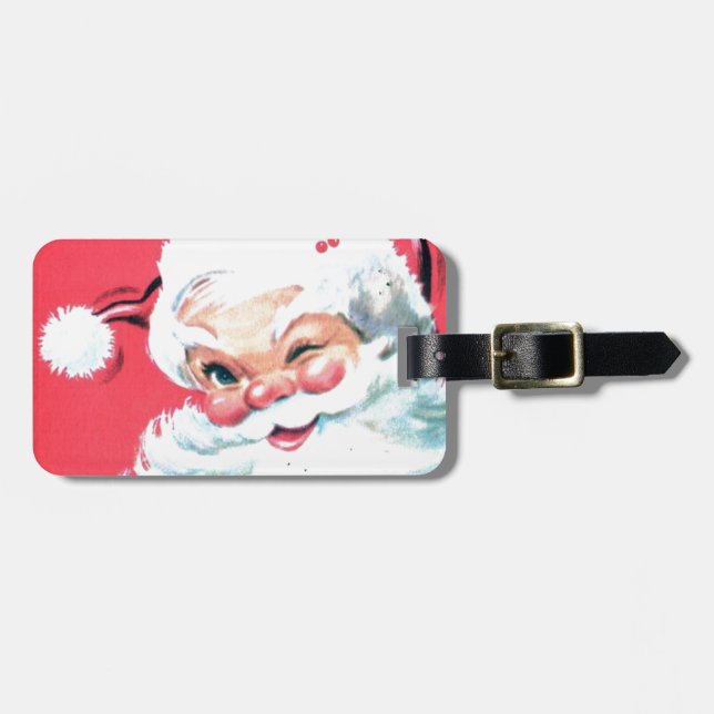 Vintage Santa Claus Luggage Tag (Front Horizontal)