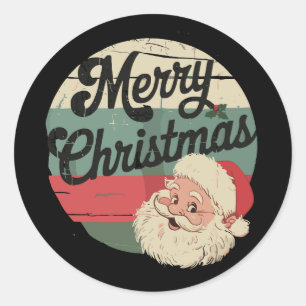 Vintage Santa Claus Merry Christmas Face Old  Classic Round Sticker
