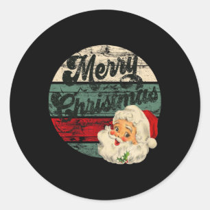 Vintage Santa Claus Merry Christmas Face Old Fashi Classic Round Sticker