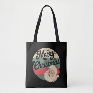 Vintage Santa Claus Merry Christmas Face Old Tote Bag