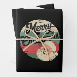 Vintage Santa Claus Merry Christmas Face Old  Wrapping Paper Sheet