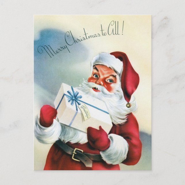 Vintage Santa Claus Merry Christmas Greetings Postcard (Front)
