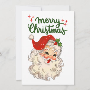 Vintage Santa Claus Merry Christmas holly jolly Thank You Card