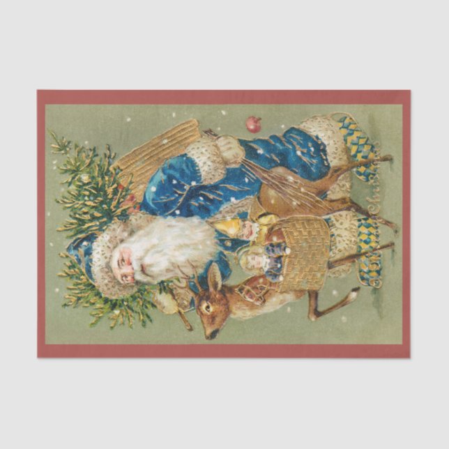 Vintage Santa Claus Merry Christmas Tissue Paper (Front)
