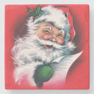 Vintage Santa Claus,Merry Xmas, happy Santa Claus, Stone Coaster