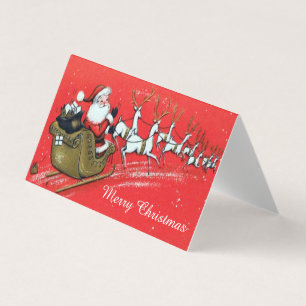 Vintage Santa Claus on his Sleigh with Reindeer