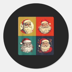 Vintage Santa Claus P Art - Retro Funny Christmas  Classic Round Sticker