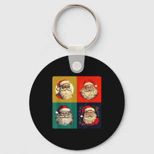 Vintage Santa Claus P Art - Retro Funny Christmas Key Ring